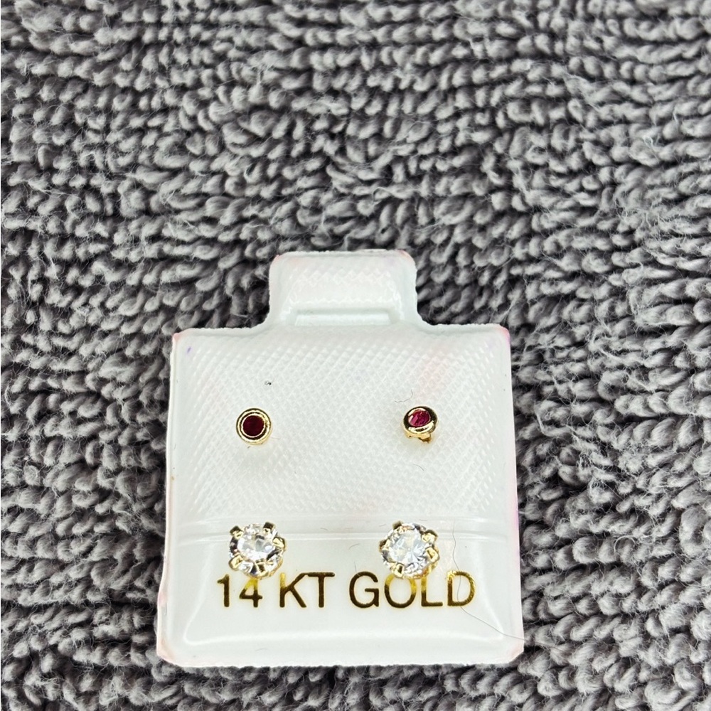 Planet Gold Red and White Earrings